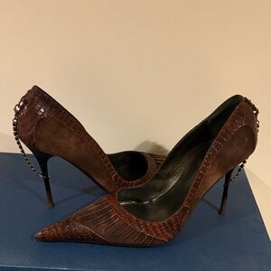 Aldo Brown Textured Heels